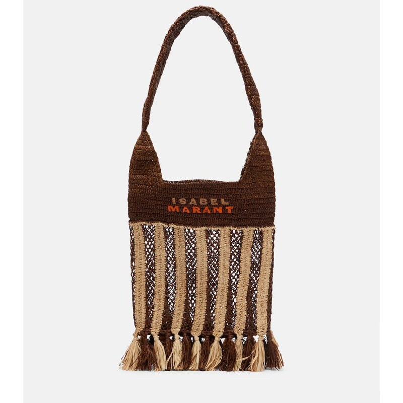 Isabel Marant Praia striped raffia tote bag