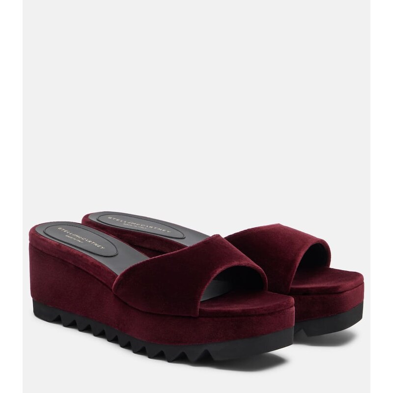 Stella McCartney Sneak Elyse velvet wedge mules