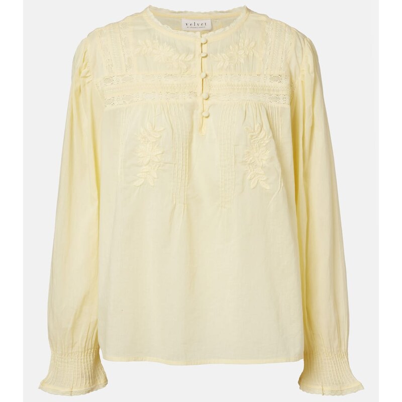 Velvet Byrdie lace-trimmed cotton blouse