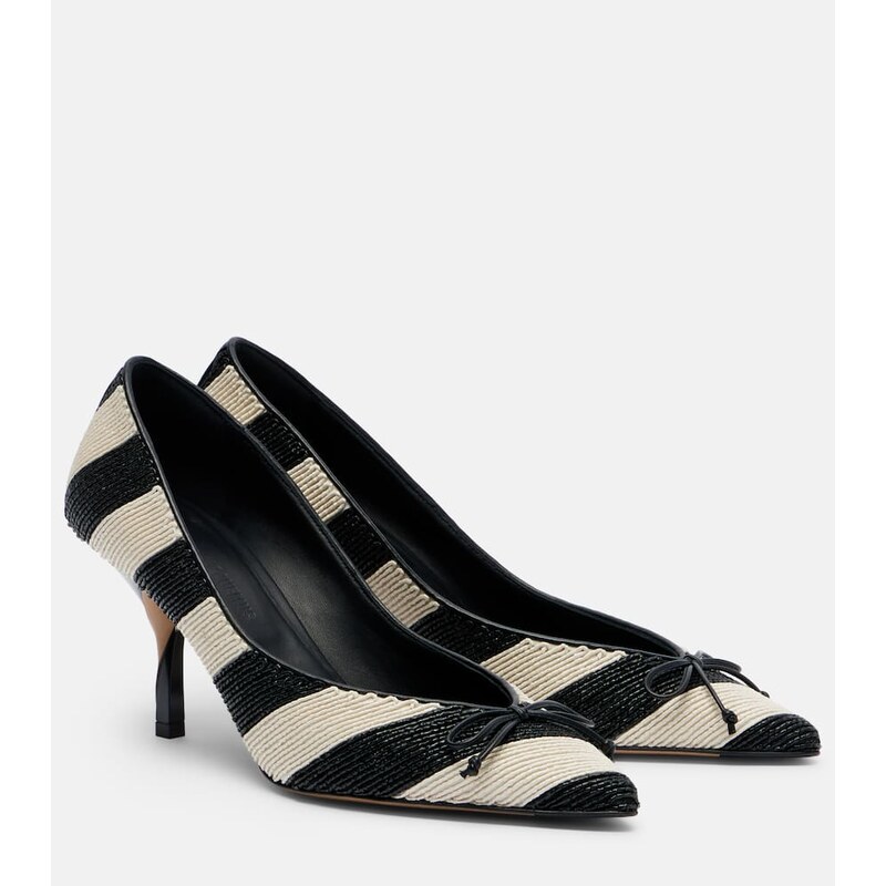 Jacquemus Tourni striped raffia-effect pumps
