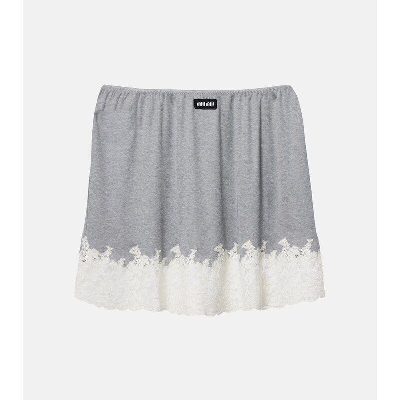 Miu Miu Lace-trimmed silk miniskirt