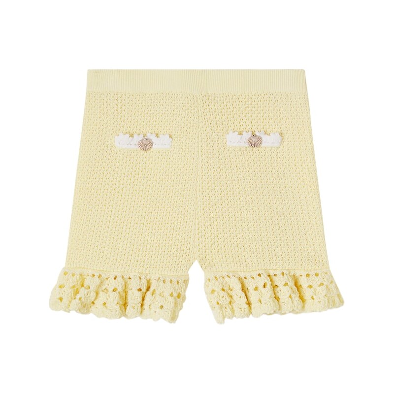 Self-Portrait Kids Crystal-embellished knitted shorts