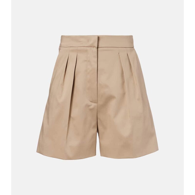 Max Mara Tabacco pleated cotton-blend shorts