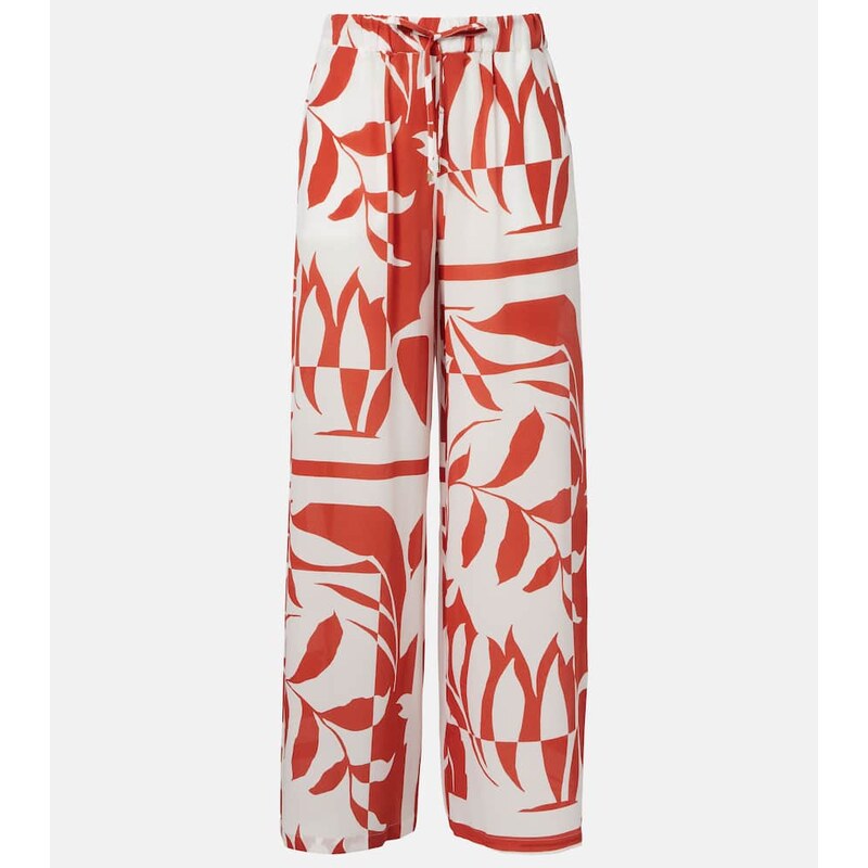 Max Mara Voto printed silk wide-leg pants