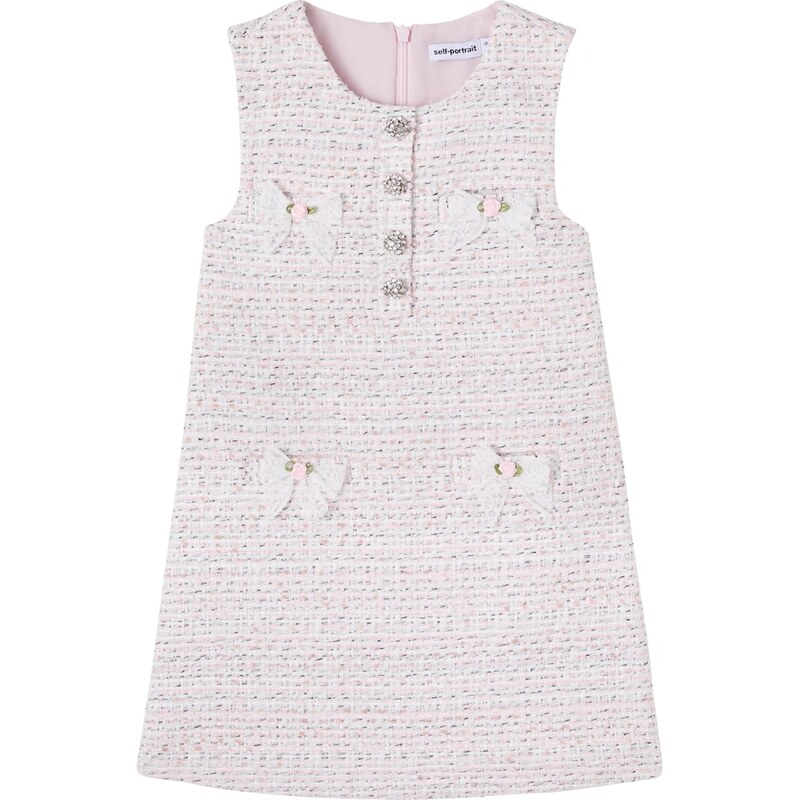 Self-Portrait Kids Crystal-embellished tweed dress