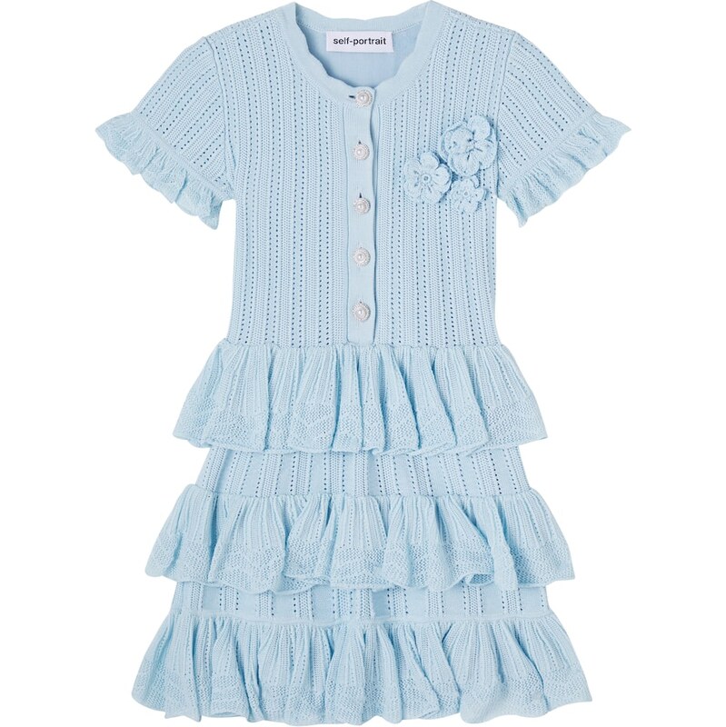 Self-Portrait Kids Floral-appliquÃ pointelle dress