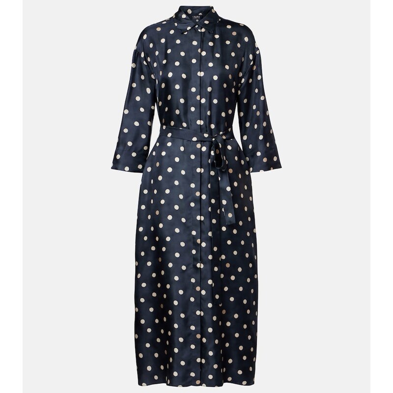 S Max Mara Leva polka-dot silk twill shirt dress