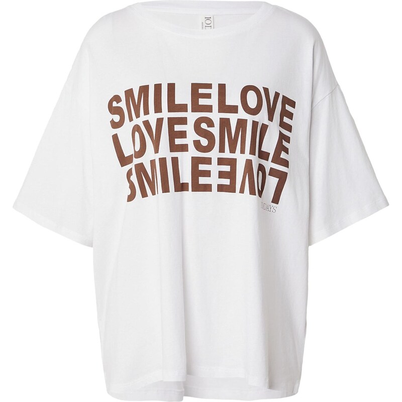 10Days Tričko Smile Love Tee tmavě hnědá / bílá 114239753