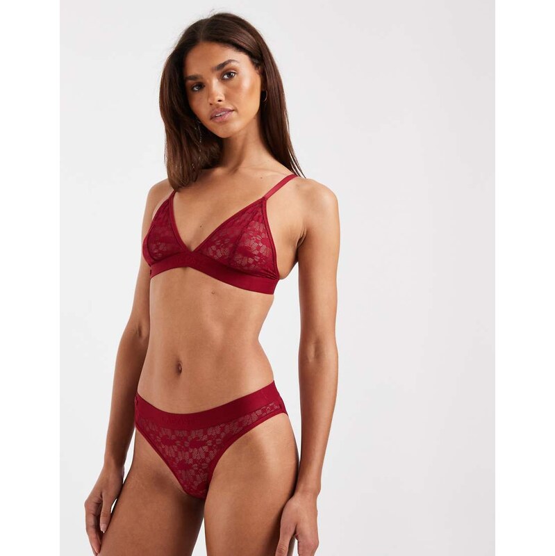Lacoste lace bra in burgundy-Red 114240816