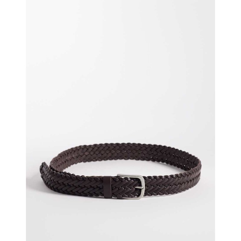 Jack & Jones braided belt in dark brown