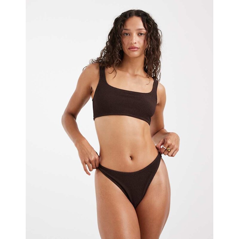 & Other Stories mix and match crinkle bikini bottom in dark