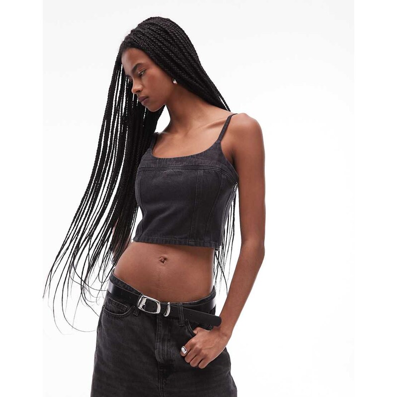 Levis denim cami corset top in black