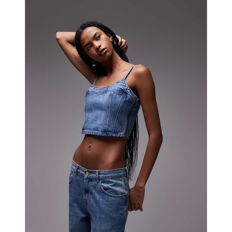 Levis denim cami corset top in light blue 114814367