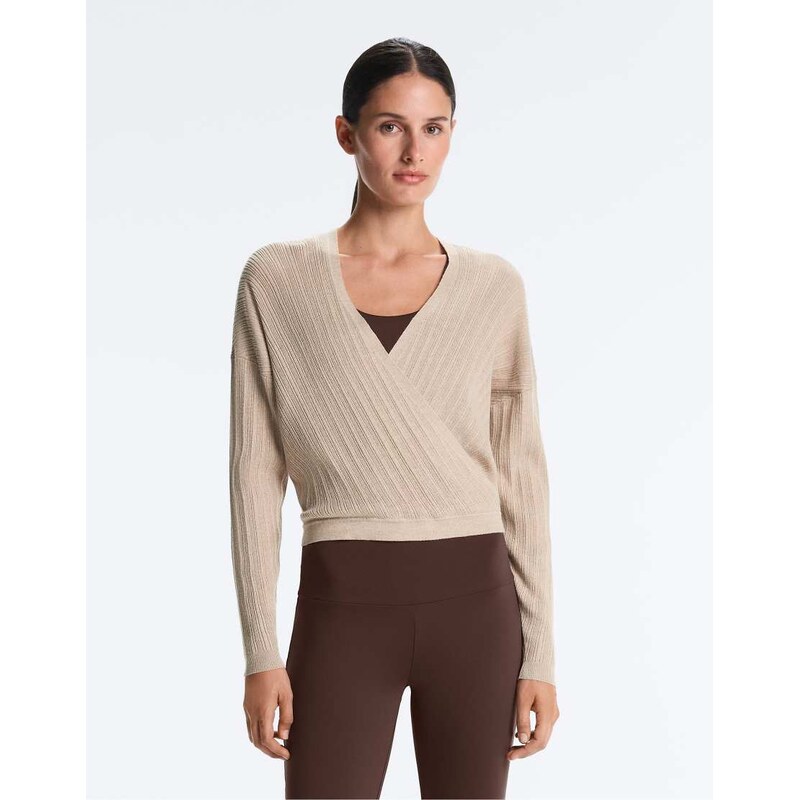 OYSHO Crossed rib knit jumper in sand-Neutral 114240918