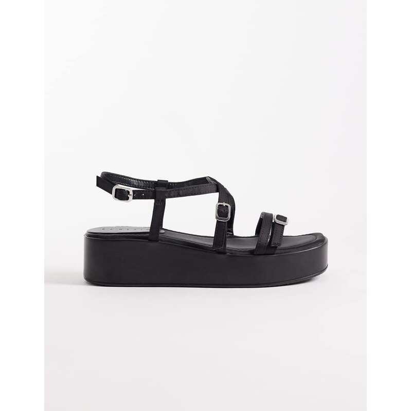 ASOS DESIGN Fleetwood strappy flat sandal in black