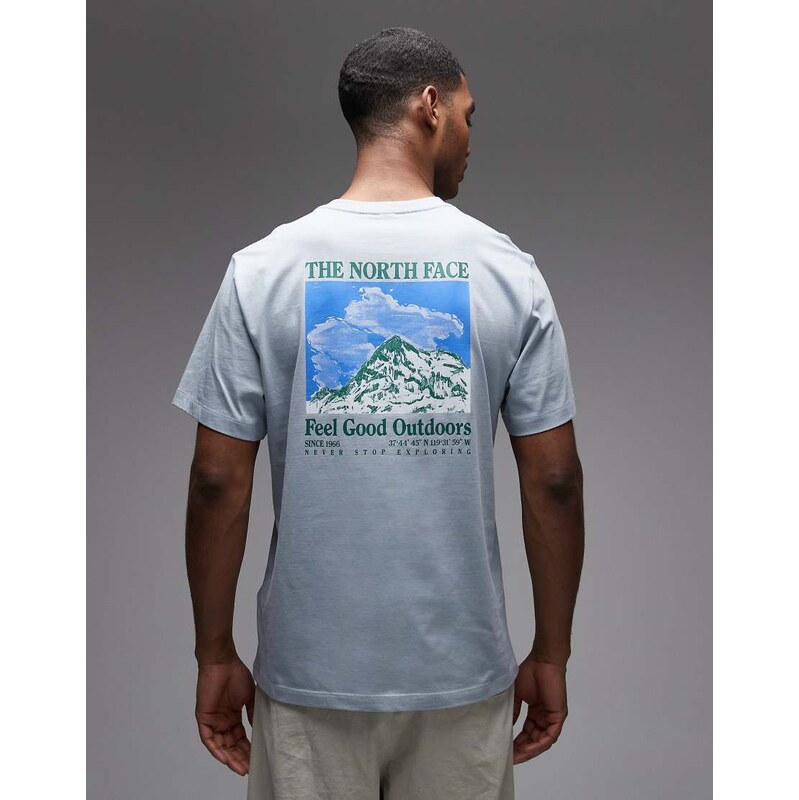 The North Face Mountain Scribble backprint t-shirt in grey