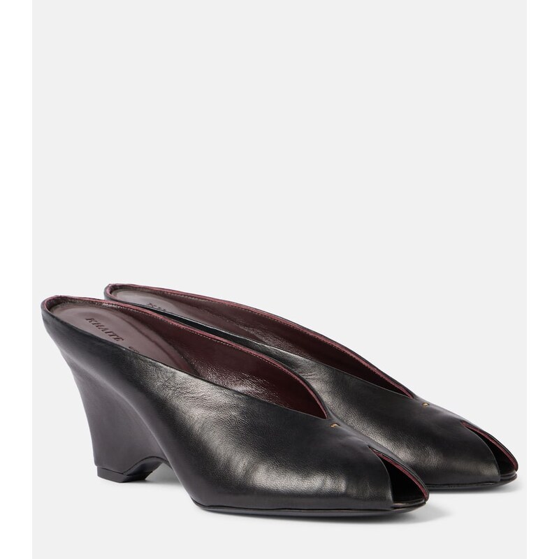 Khaite Cloak 75 leather peep-toe wedge mules