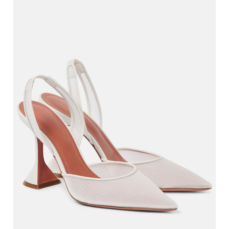Amina Muaddi Holli mesh slingback pumps