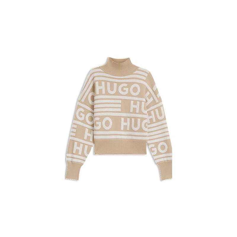 HUGO Logo-jacquard oversized-fit sweater with mock neckline 113938741