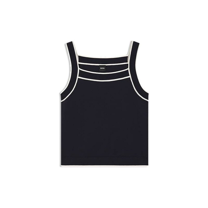 BOSS Wide-neck knitted vest top with contrast piping 113939318