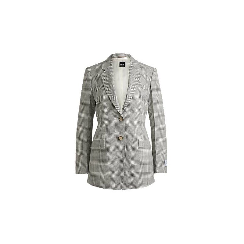 BOSS Regular-fit jacket in checked virgin-wool crepe 114160481