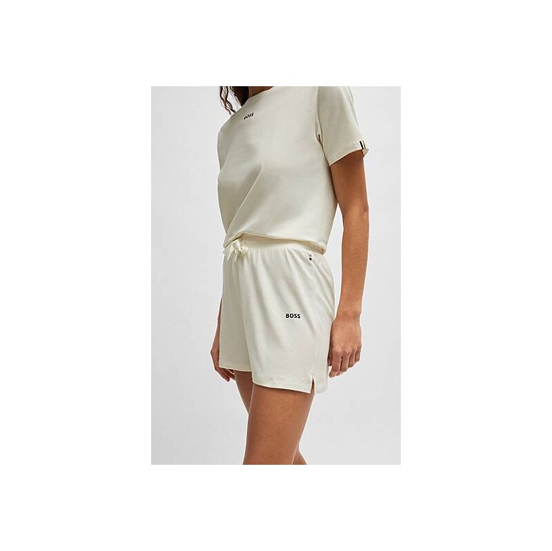 BOSS Stretch-cotton pyjama shorts with branded cords 114160410