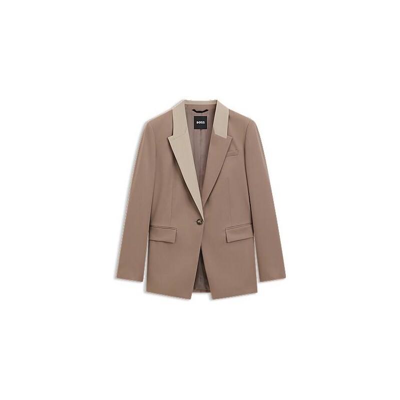 BOSS Relaxed-fit blazer with colour-blocked lapels 114160816