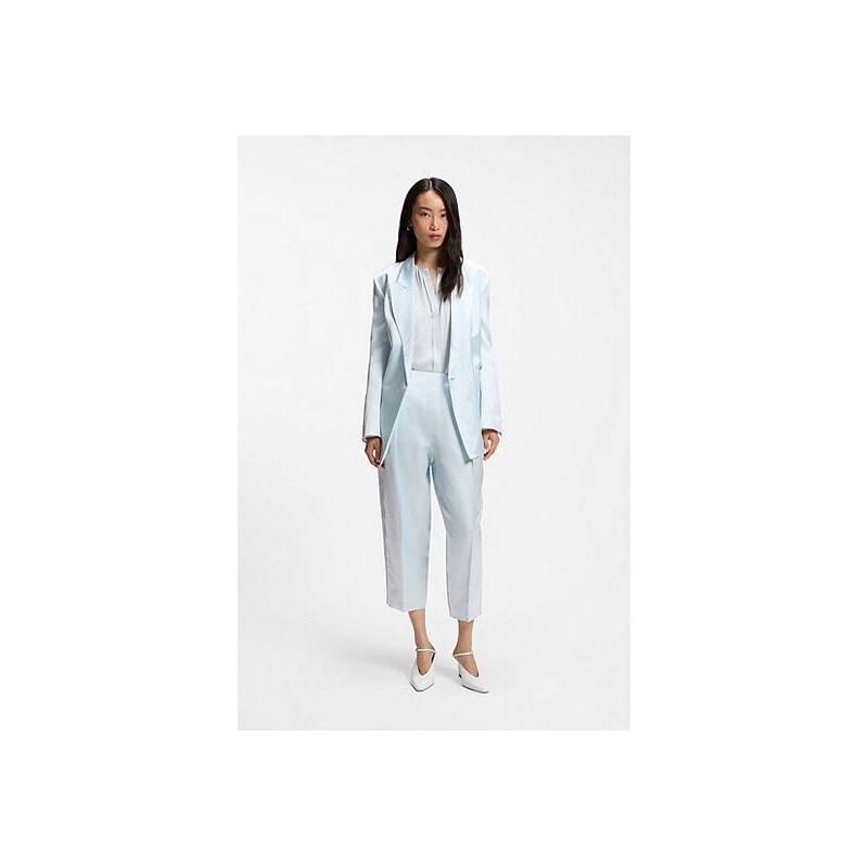 BOSS Collarless regular-fit blouse in stretch silk 113939767