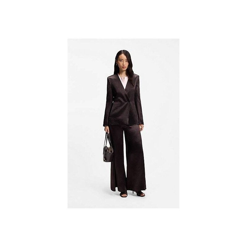 BOSS Collarless regular-fit blouse in stretch silk 113939768