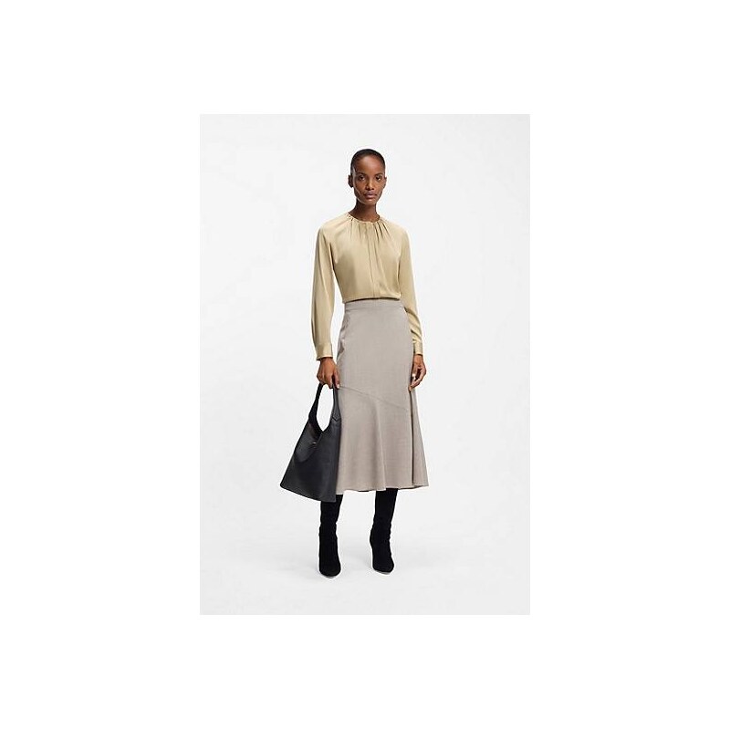 BOSS Collarless regular-fit blouse in stretch silk 113939765
