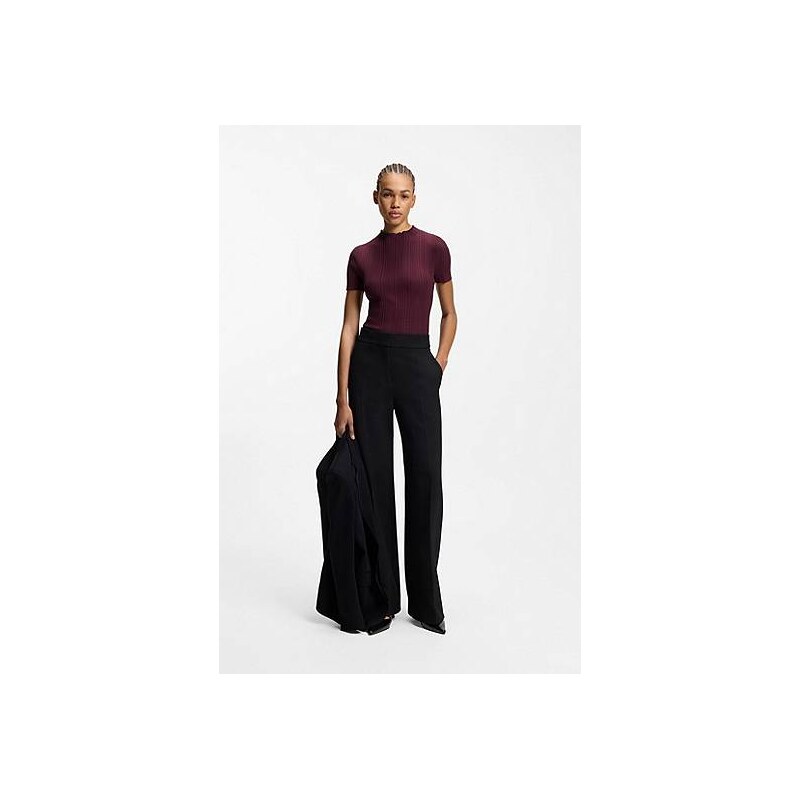 HUGO Irregular-rib sweater with mock neck 113939894