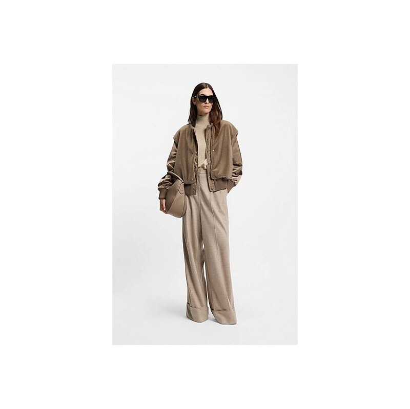 BOSS Satin bomber jacket with removable faux-fur gilet 114161155