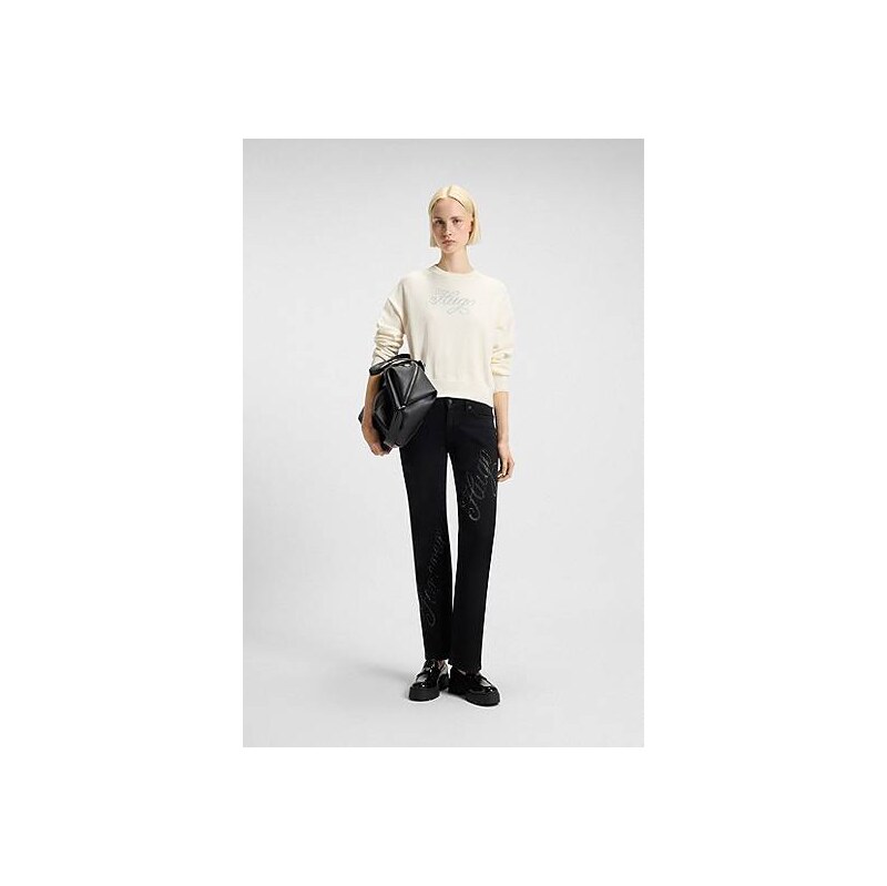 HUGO Relaxed-fit knitted sweater with metallised-yarn logo 113940227