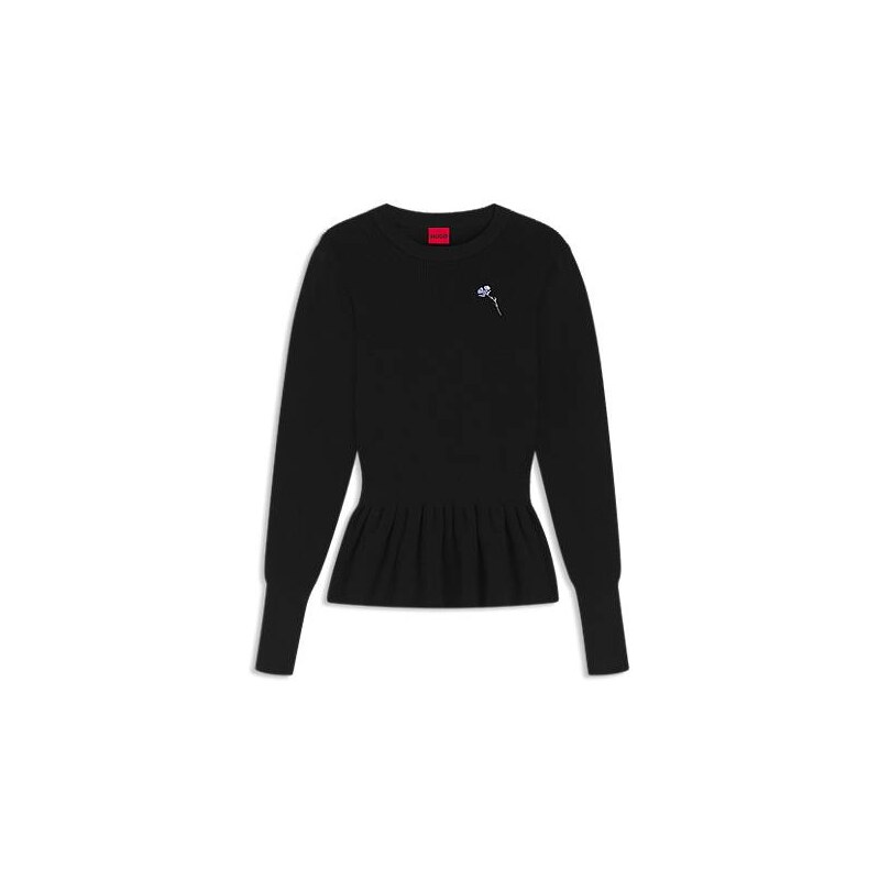 HUGO Cotton sweater with detachable floral brooch 113940771