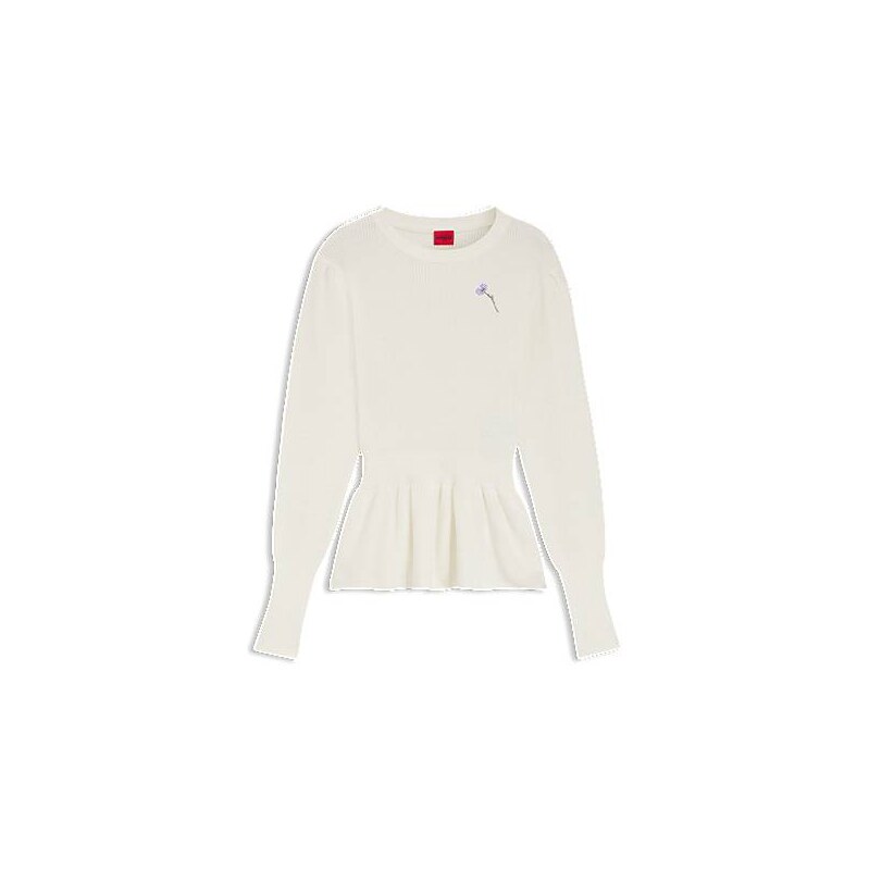 HUGO Cotton sweater with detachable floral brooch 113940772