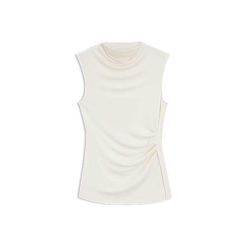 BOSS Stretch-jersey top with draped collar 113940788