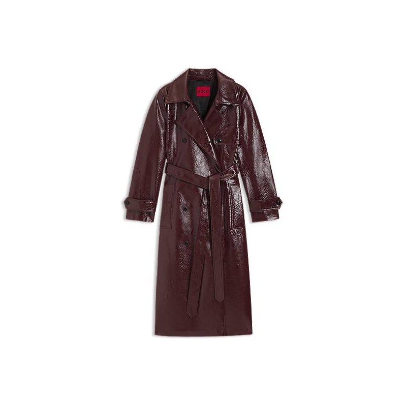 HUGO Double-breasted trench coat in faux leather 113940806