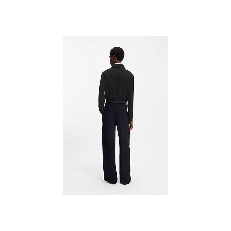BOSS Regular-fit zip-up jacket in crepe fabric 113940431