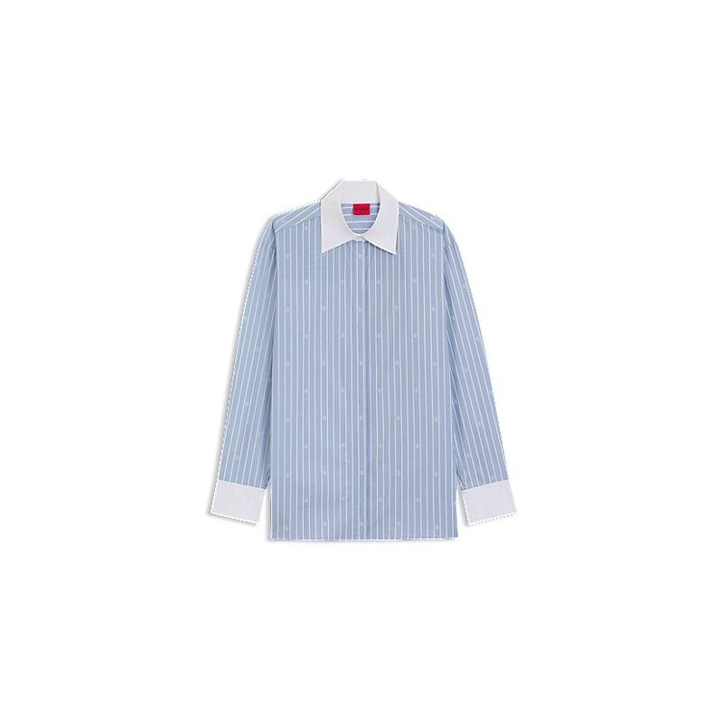 HUGO Oversized-fit blouse with stacked logos 113941227