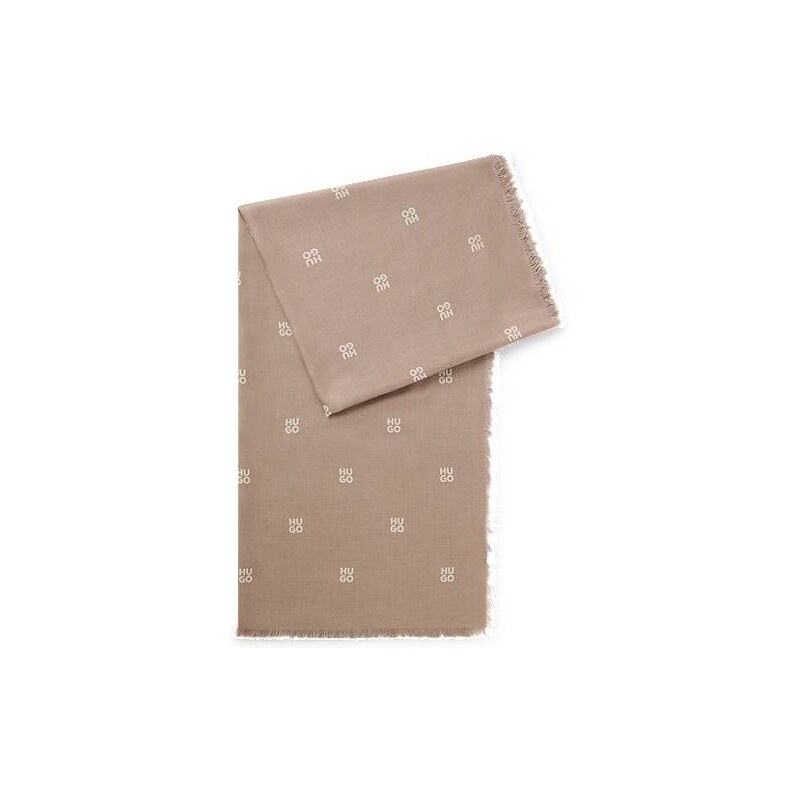 HUGO Jacquard scarf with stacked-logo print 113941376