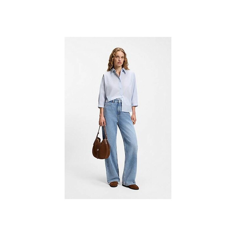 BOSS Relaxed-fit blouse in cotton poplin with kimono sleeves 113940605