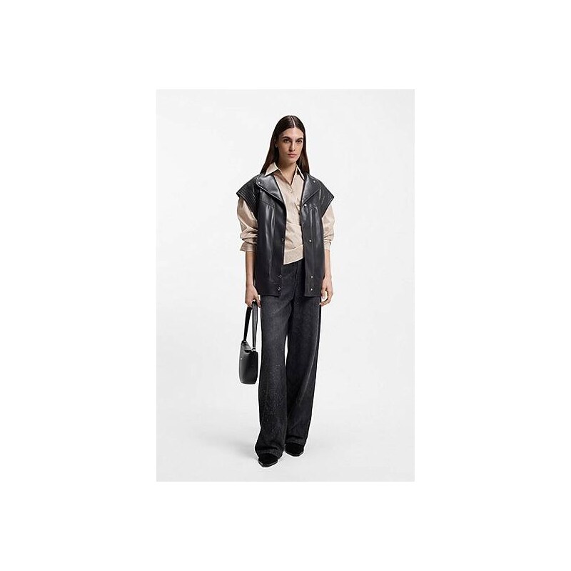 BOSS Regular-fit blouse in striped cotton canvas 113940607