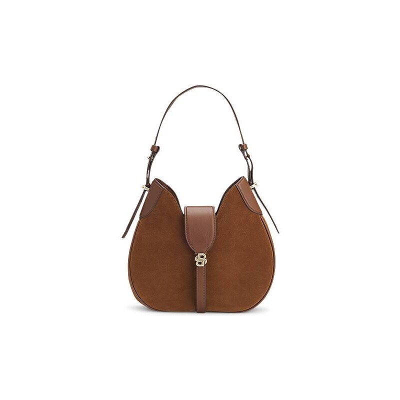BOSS Suede hobo bag with Double B monogram 113941634