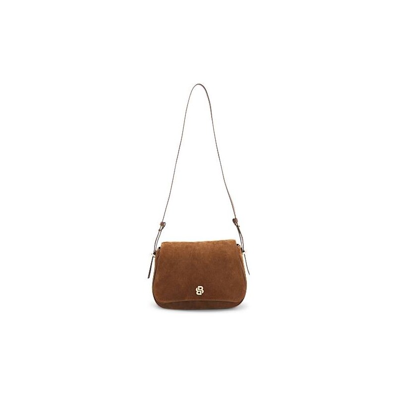 BOSS Suede saddle bag with Double B monogram 113941636