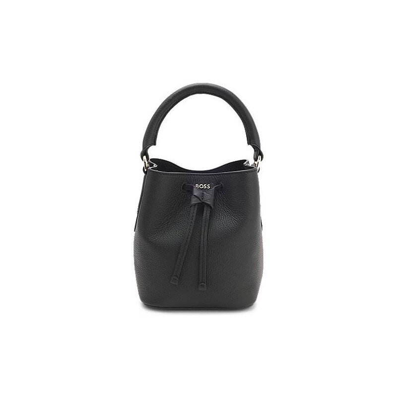 BOSS Leather bucket bag with logo lettering 113941640