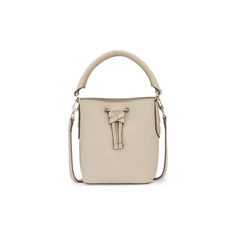 BOSS Leather bucket bag with logo lettering 113941641