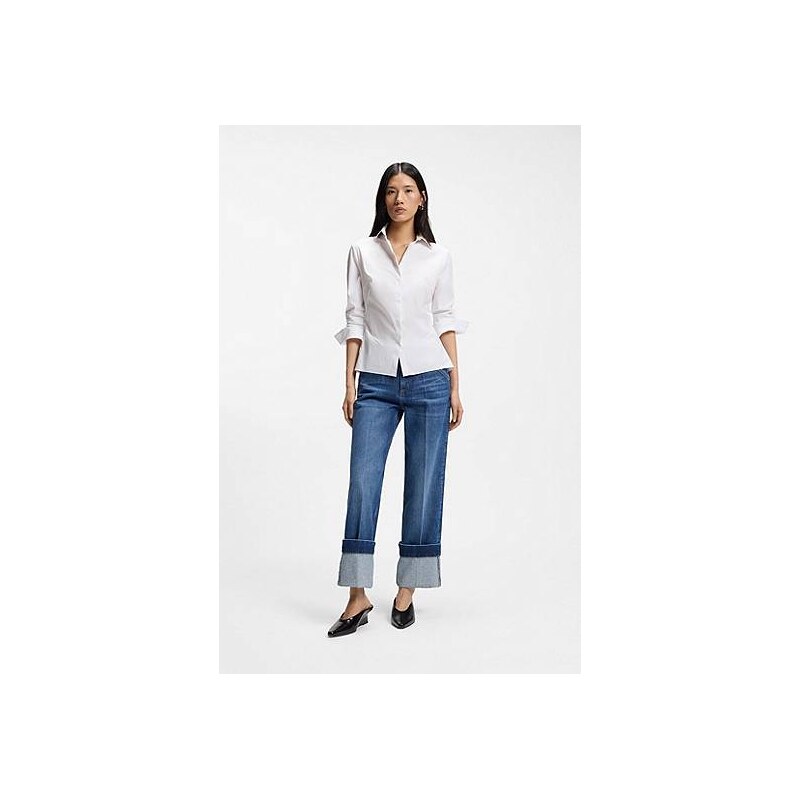 BOSS Slim-fit blouse in easy-iron cotton-blend poplin 115685422