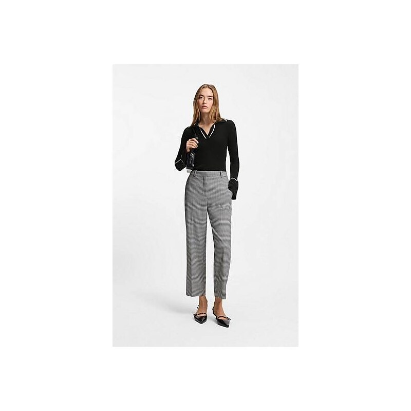 HUGO Polo-collar knitted sweater with contrast piping 113940775
