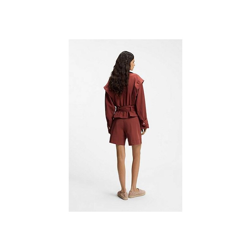 BOSS Cropped trench jacket with belt 113941269