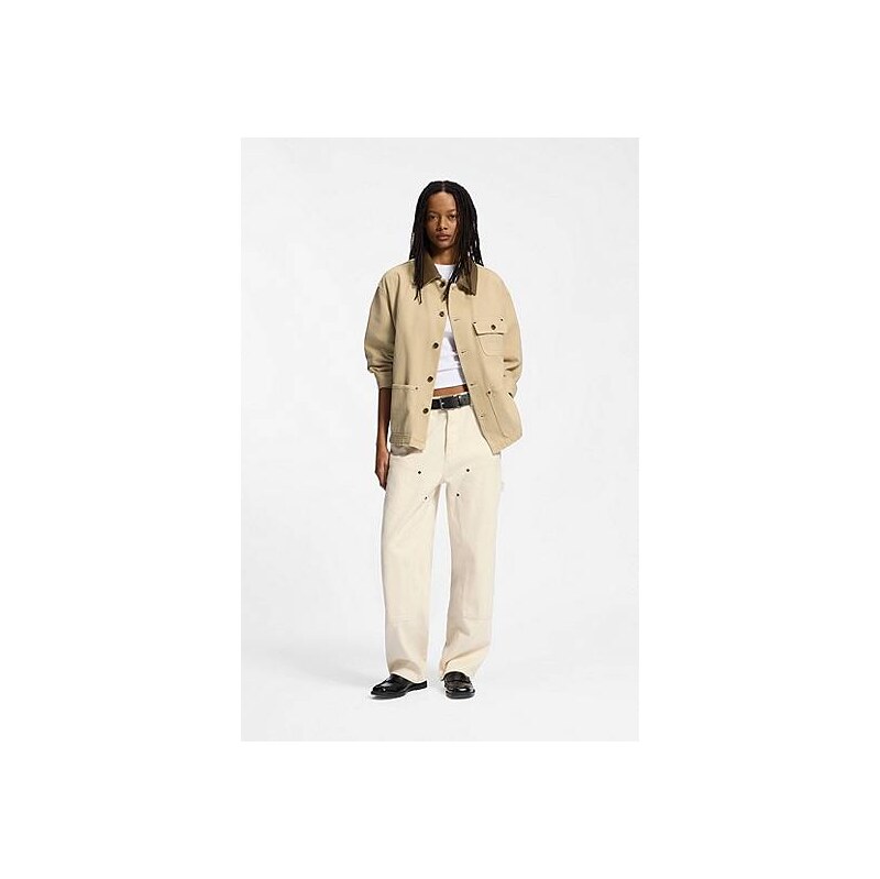 HUGO Oversized-fit jacket in cotton twill with contrast collar 113941385